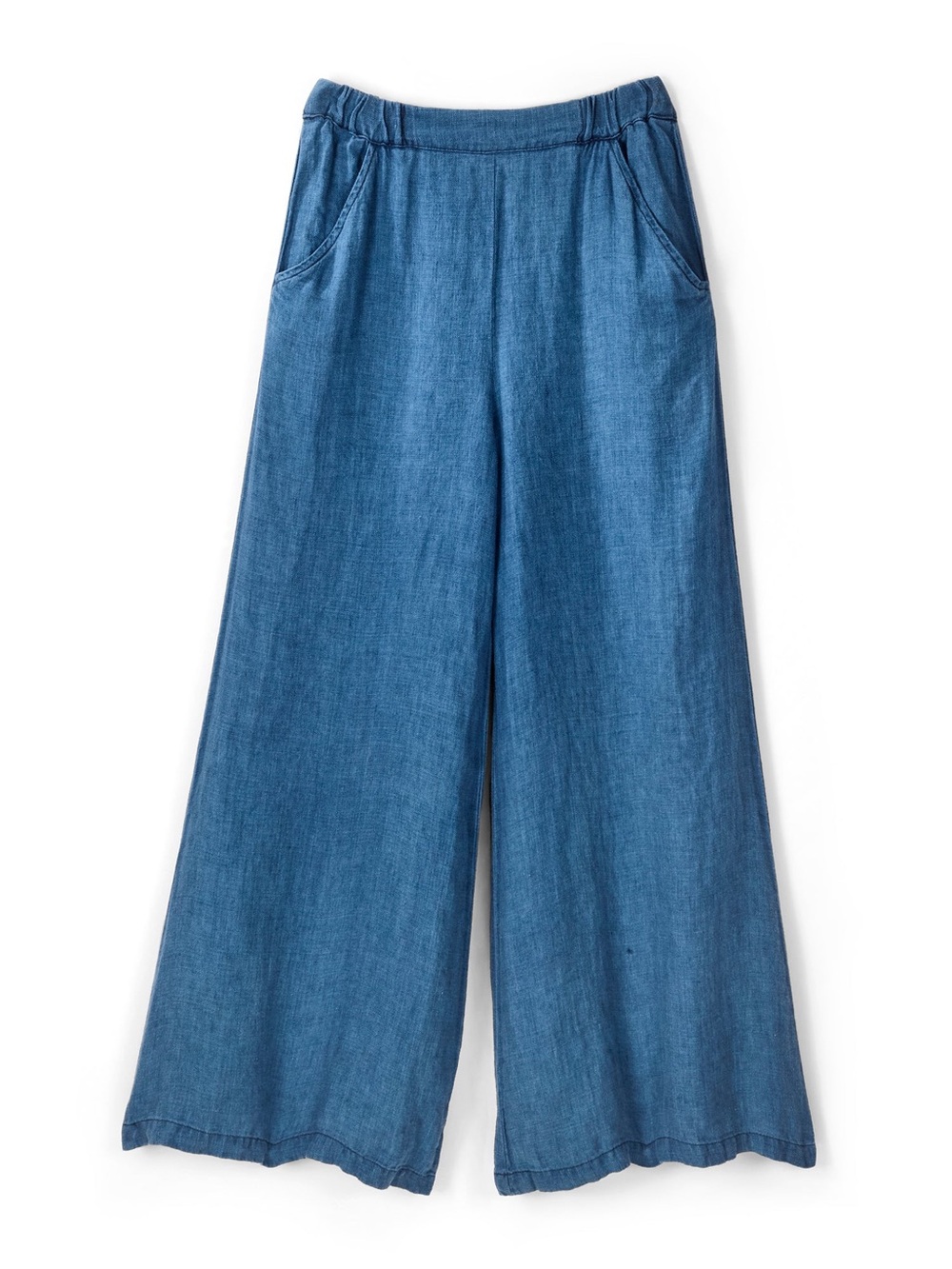 CP Shades | Clea Linen Twill Wide-Leg Chambray Blue Pants